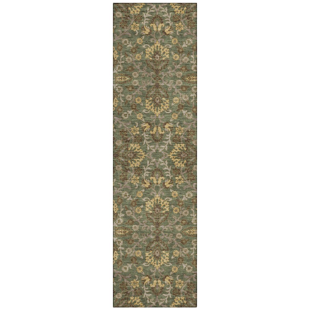 Machine Washable Indoor/Outdoor Chantille ACN2634 Green 2'3" x 7'6" Runner Rug. Picture 1