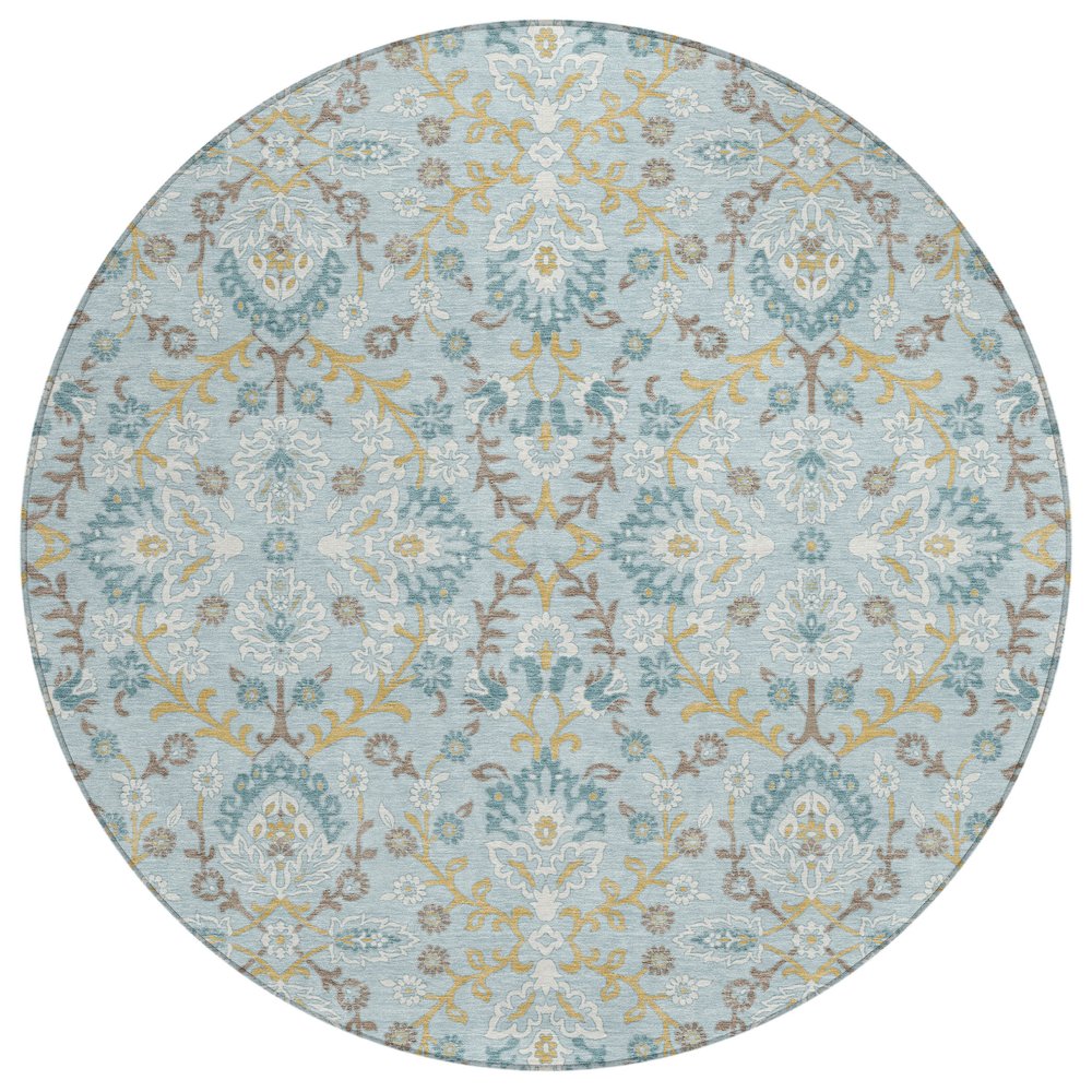 Machine Washable Indoor/Outdoor Chantille ACN2634 Blue 8' x 8' Round Rug. Picture 1