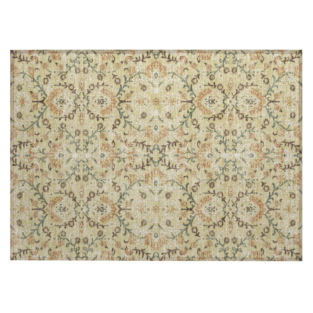 Machine Washable Indoor/Outdoor Chantille ACN2634 Gold 1'8" x 2'6" Rug. Picture 1