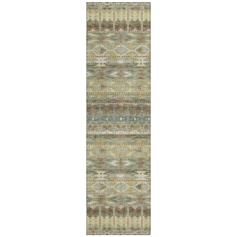 Machine Washable Indoor/Outdoor Chantille ACN2635 Green 2'3" x 7'6" Runner Rug. Picture 1