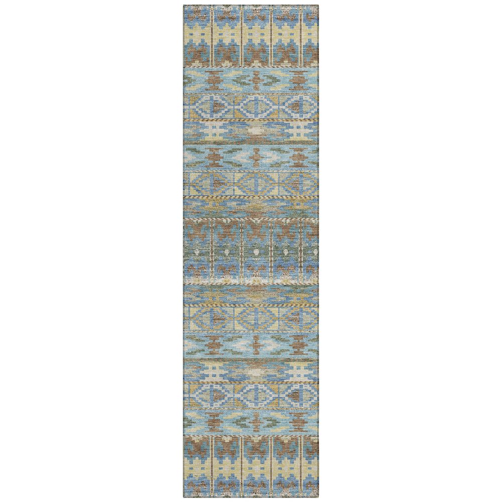 Machine Washable Indoor/Outdoor Chantille ACN2635 Teal 2'3" x 7'6" Runner Rug. Picture 1