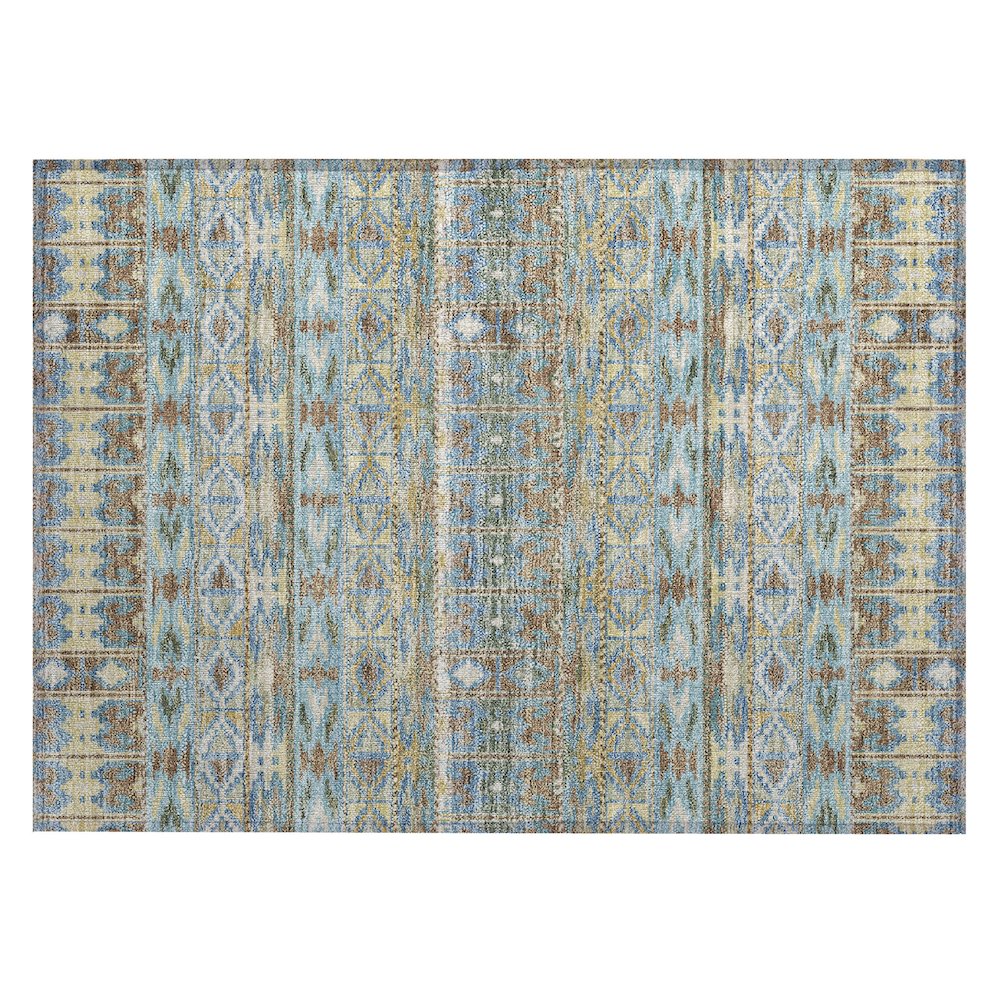 Machine Washable Indoor/Outdoor Chantille ACN2635 Teal 1'8" x 2'6" Rug. Picture 1