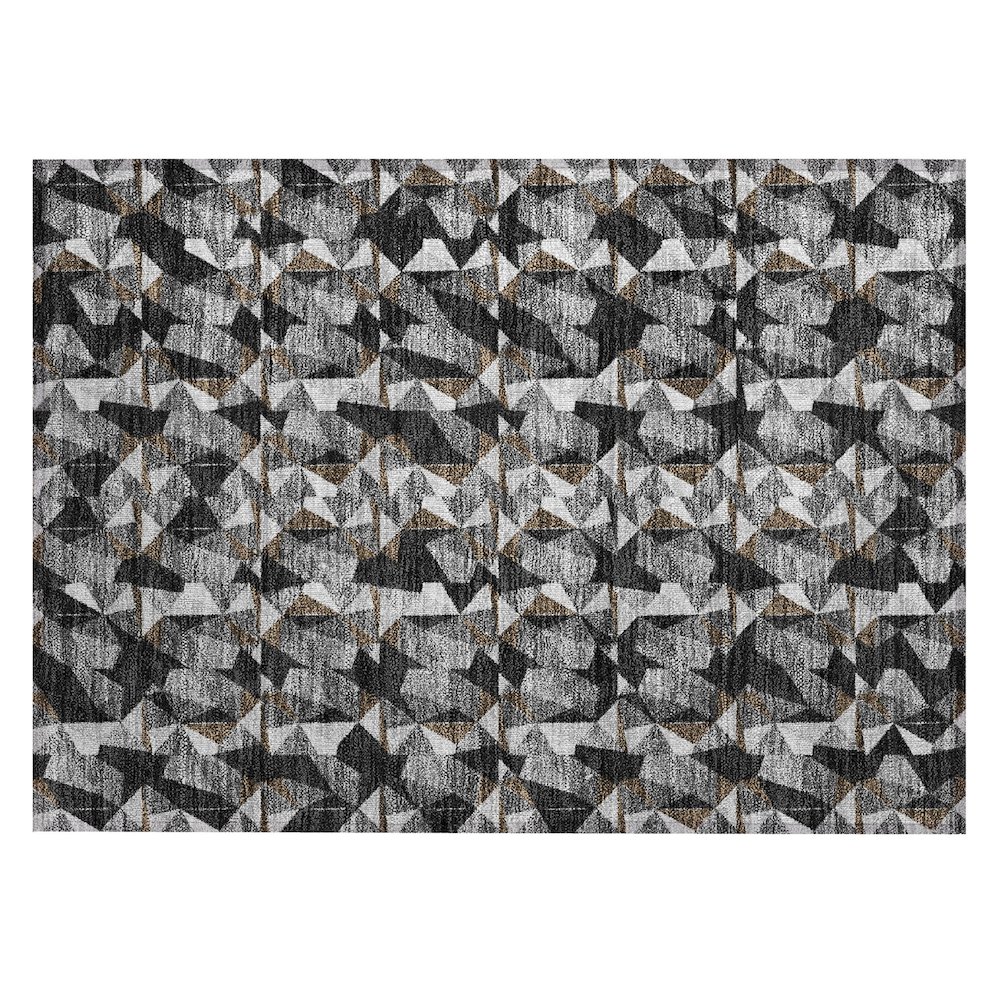 Machine Washable Indoor/Outdoor Chantille ACN2636 Black 1'8" x 2'6" Rug. Picture 1