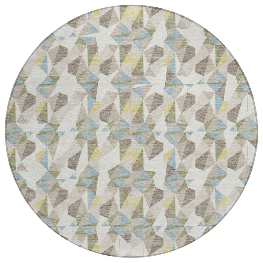 Machine Washable Indoor/Outdoor Chantille ACN2636 Ivory 8' x 8' Round Rug. Picture 1