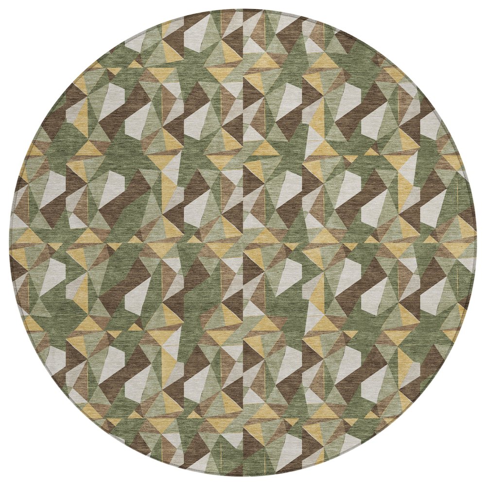 Machine Washable Indoor/Outdoor Chantille ACN2636 Green 8' x 8' Round Rug. Picture 1