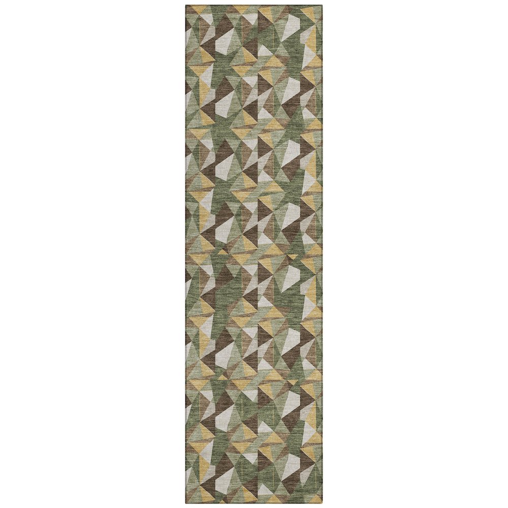 Machine Washable Indoor/Outdoor Chantille ACN2636 Green 2'3" x 7'6" Runner Rug. Picture 1