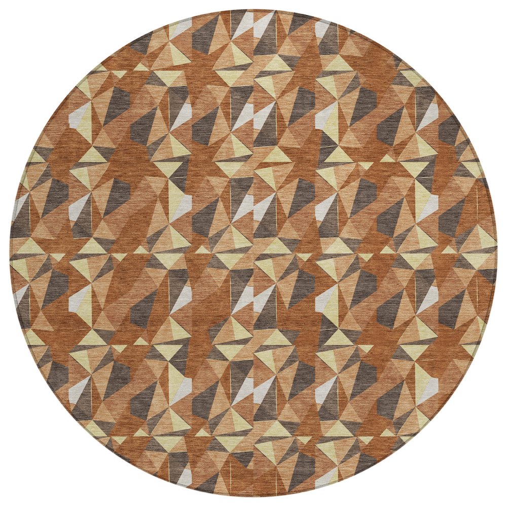 Machine Washable Indoor/Outdoor Chantille ACN2636 Orange 8' x 8' Round Rug. Picture 1