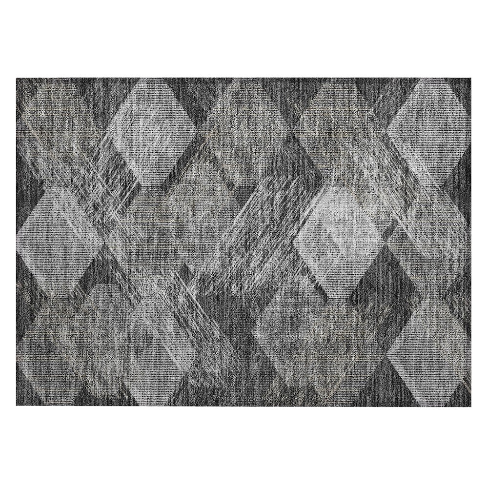 Machine Washable Indoor/Outdoor Chantille ACN2637 Black 1'8" x 2'6" Rug. Picture 1