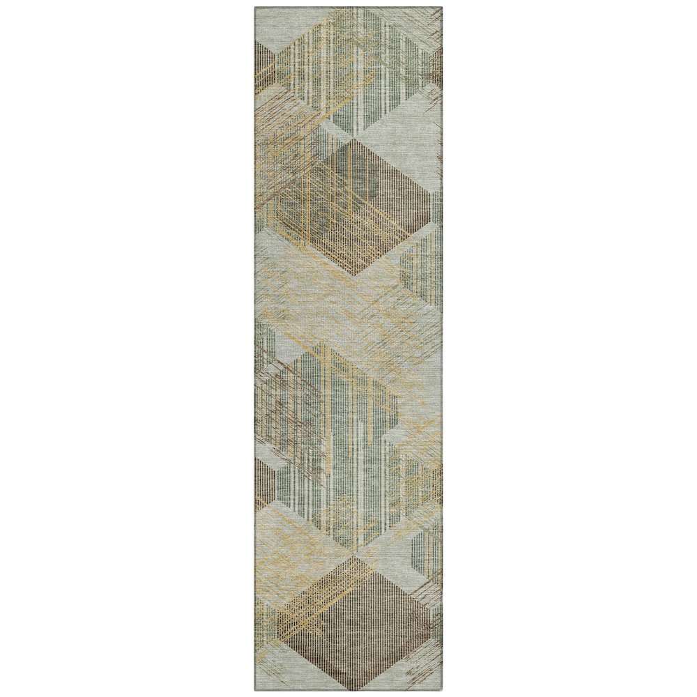 Machine Washable Indoor/Outdoor Chantille ACN2637 Green 2'3" x 7'6" Runner Rug. Picture 1