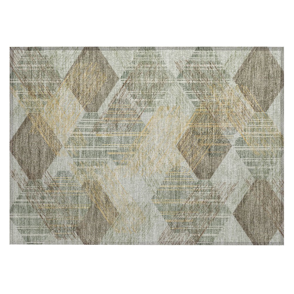 Machine Washable Indoor/Outdoor Chantille ACN2637 Green 1'8" x 2'6" Rug. Picture 1
