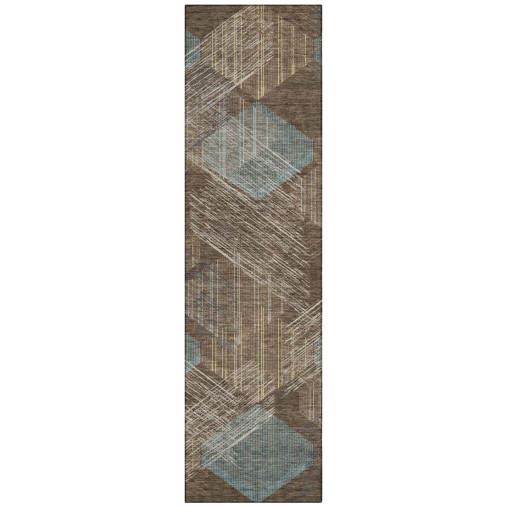 Machine Washable Indoor/Outdoor Chantille ACN2637 Brown 2'3" x 7'6" Runner Rug. Picture 1