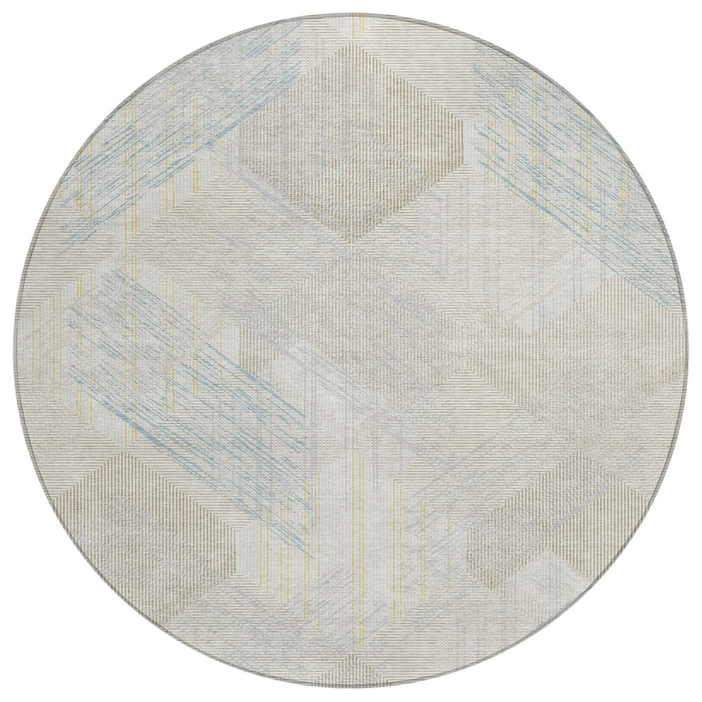 Machine Washable Indoor/Outdoor Chantille ACN2637 Ivory 8' x 8' Round Rug. Picture 1