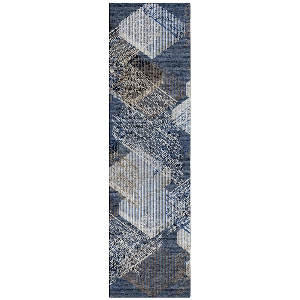 Machine Washable Indoor/Outdoor Chantille ACN2637 Blue 2'3" x 7'6" Runner Rug. Picture 1