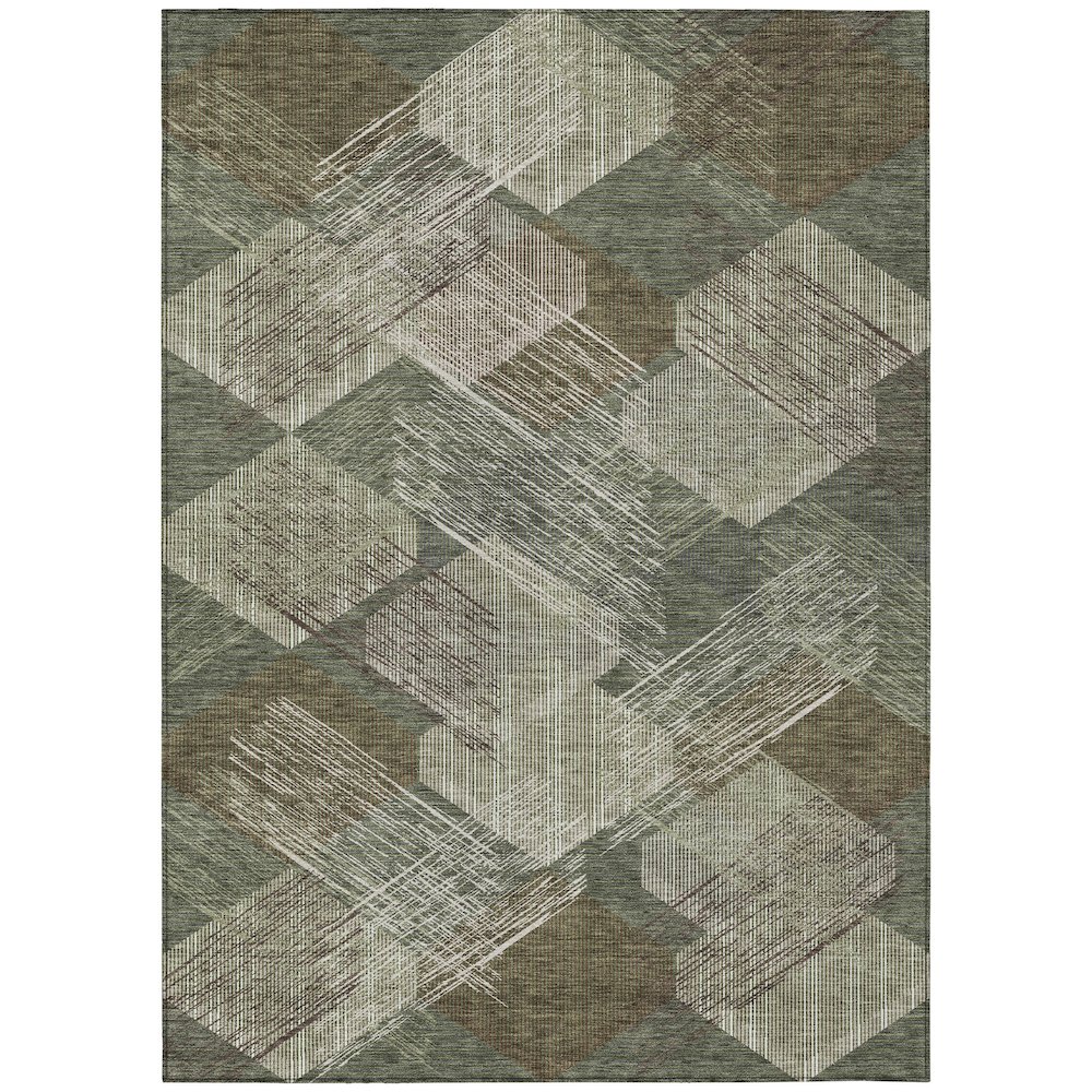 Machine Washable Indoor/Outdoor Chantille ACN2637 Green 2'6" x 3'10" Rug. Picture 1