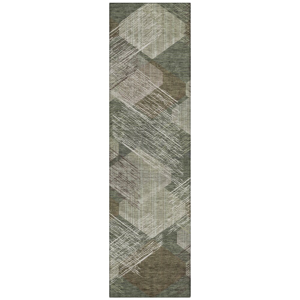 Machine Washable Indoor/Outdoor Chantille ACN2637 Green 2'3" x 7'6" Runner Rug. Picture 1