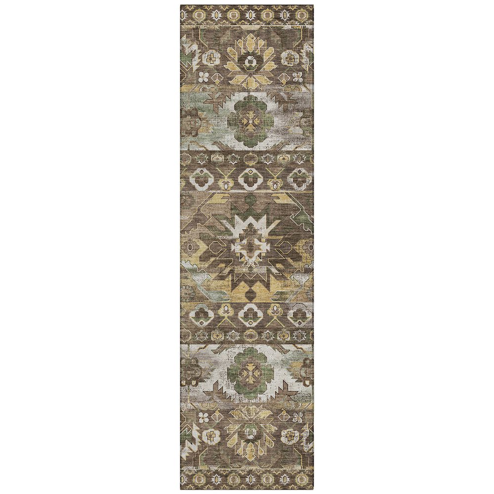 Machine Washable Indoor/Outdoor Chantille ACN2638 Brown 2'3" x 7'6" Runner Rug. Picture 1