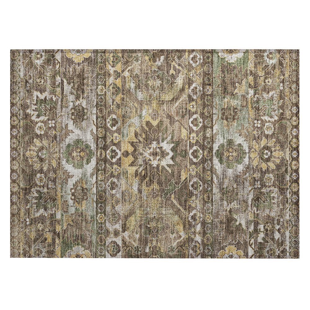 Machine Washable Indoor/Outdoor Chantille ACN2638 Brown 1'8" x 2'6" Rug. Picture 1