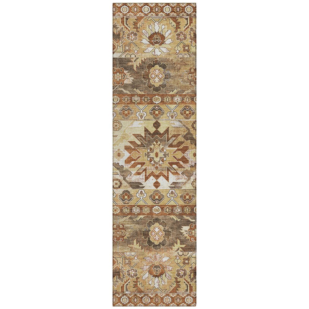 Machine Washable Indoor/Outdoor Chantille ACN2638 Gold 2'3" x 7'6" Runner Rug. Picture 1