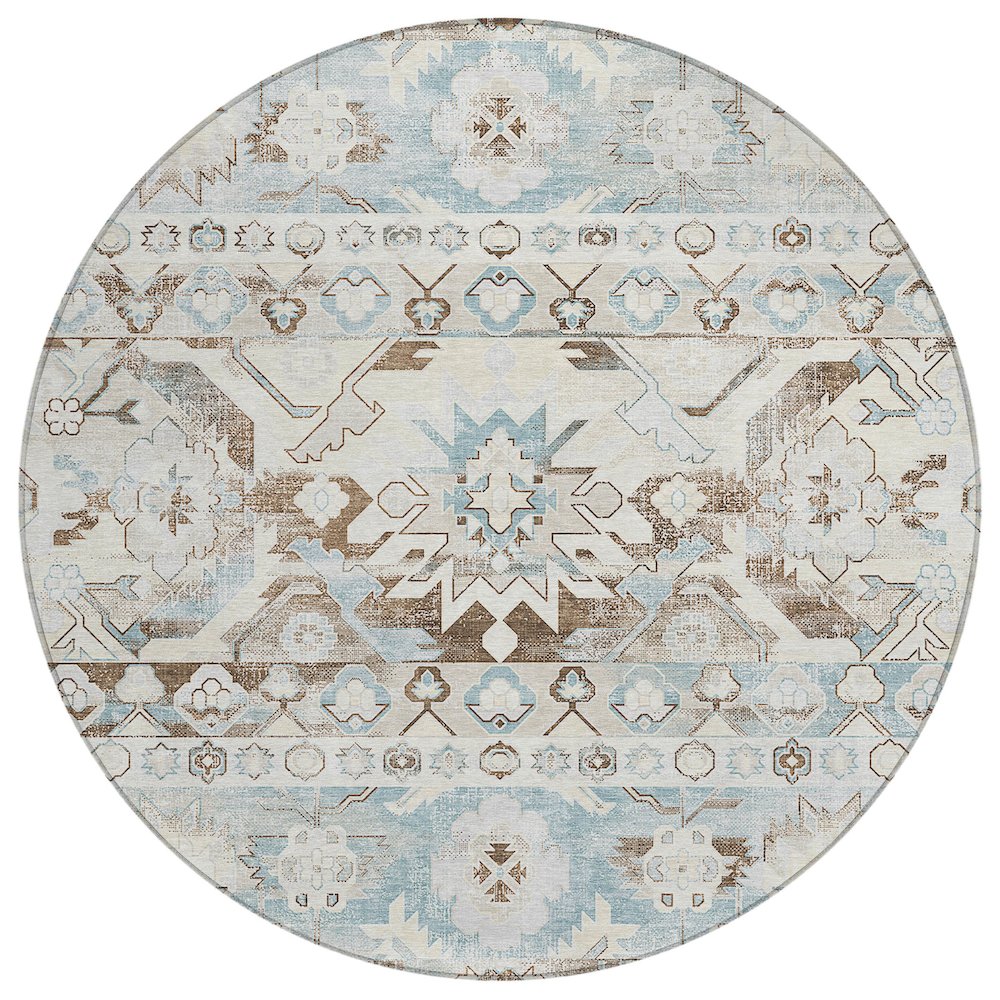 Machine Washable Indoor/Outdoor Chantille ACN2638 Ivory 8' x 8' Round Rug. Picture 1