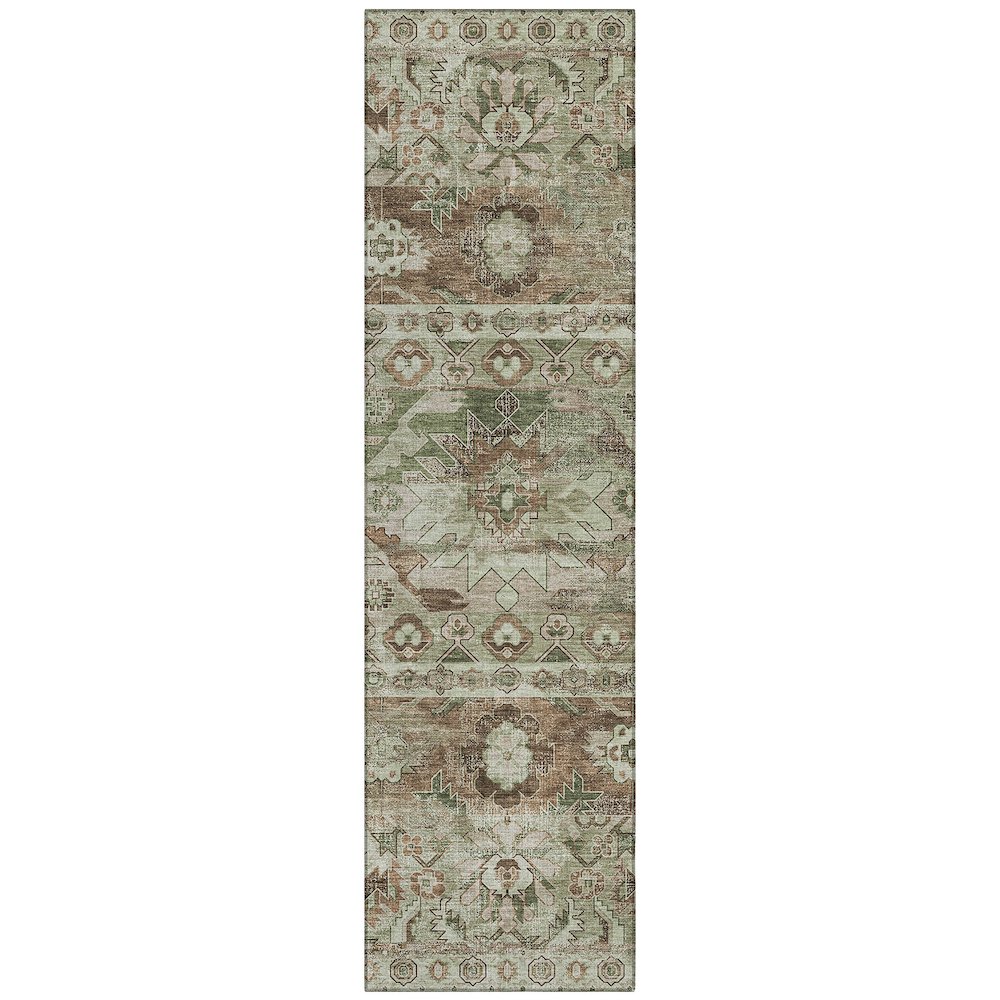 Machine Washable Indoor/Outdoor Chantille ACN2638 Green 2'3" x 7'6" Runner Rug. Picture 1