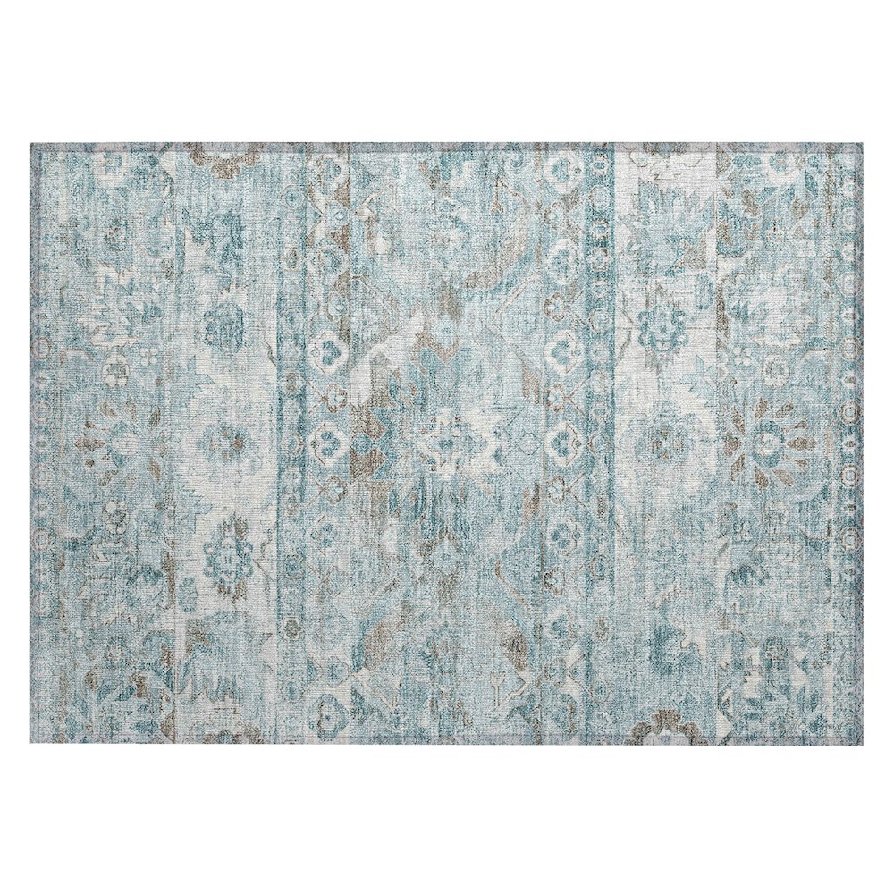 Machine Washable Indoor/Outdoor Chantille ACN2638 Teal 1'8" x 2'6" Rug. Picture 1