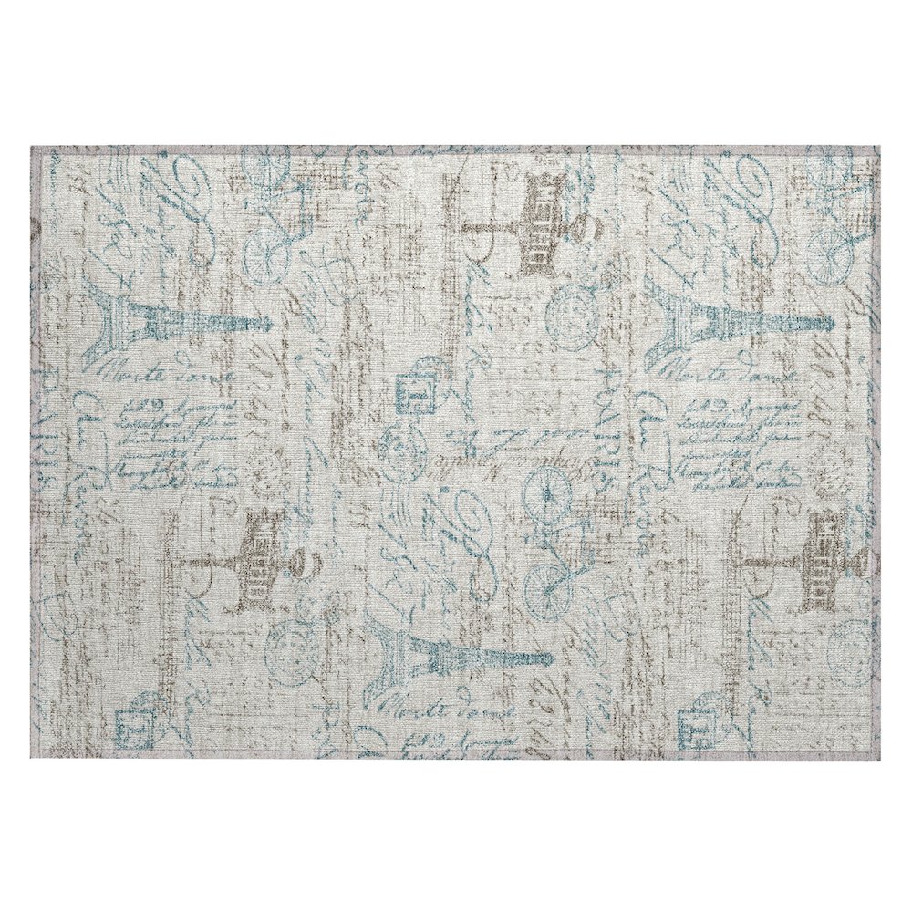 Machine Washable Indoor/Outdoor Chantille ACN2639 Brown 1'8" x 2'6" Rug. Picture 1