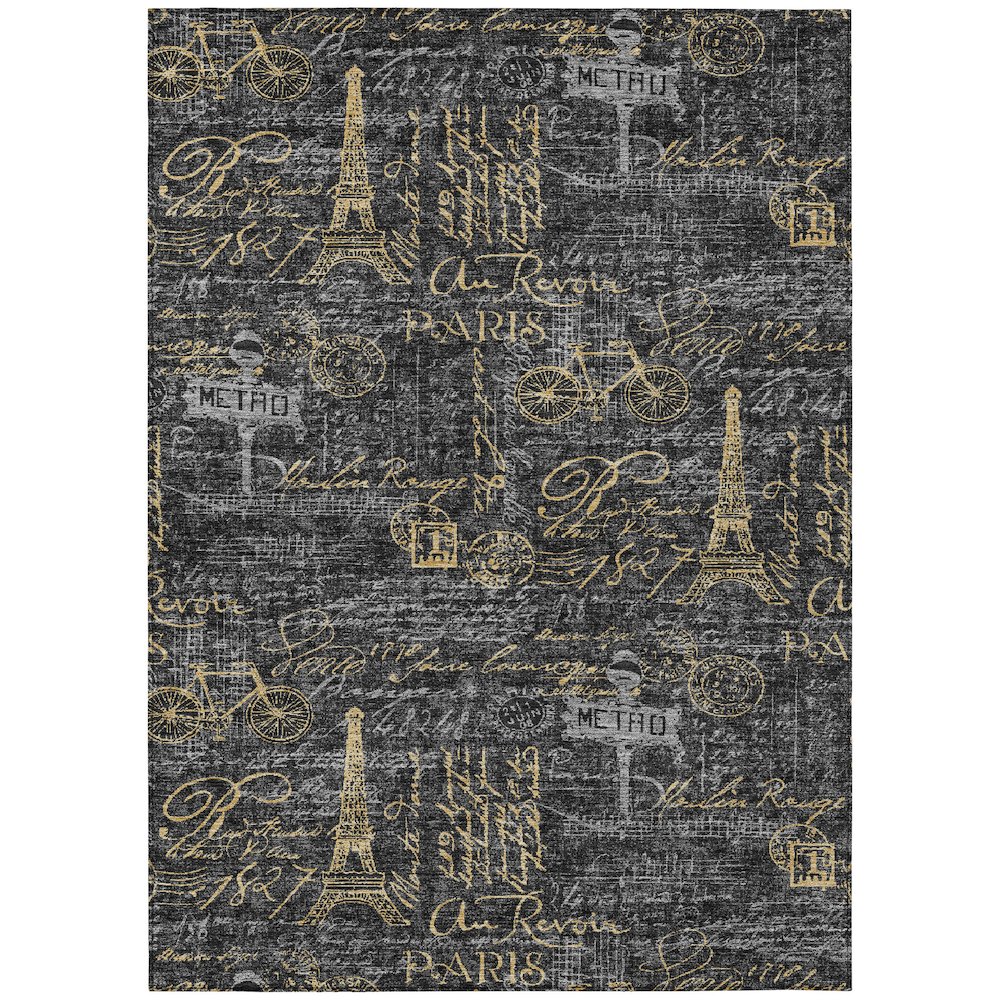 Machine Washable Indoor/Outdoor Chantille ACN2639 Black 2'6" x 3'10" Rug. Picture 1