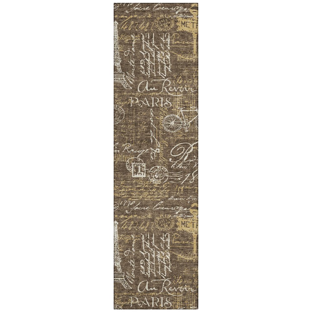 Machine Washable Indoor/Outdoor Chantille ACN2639 Brown 2'3" x 7'6" Runner Rug. Picture 1