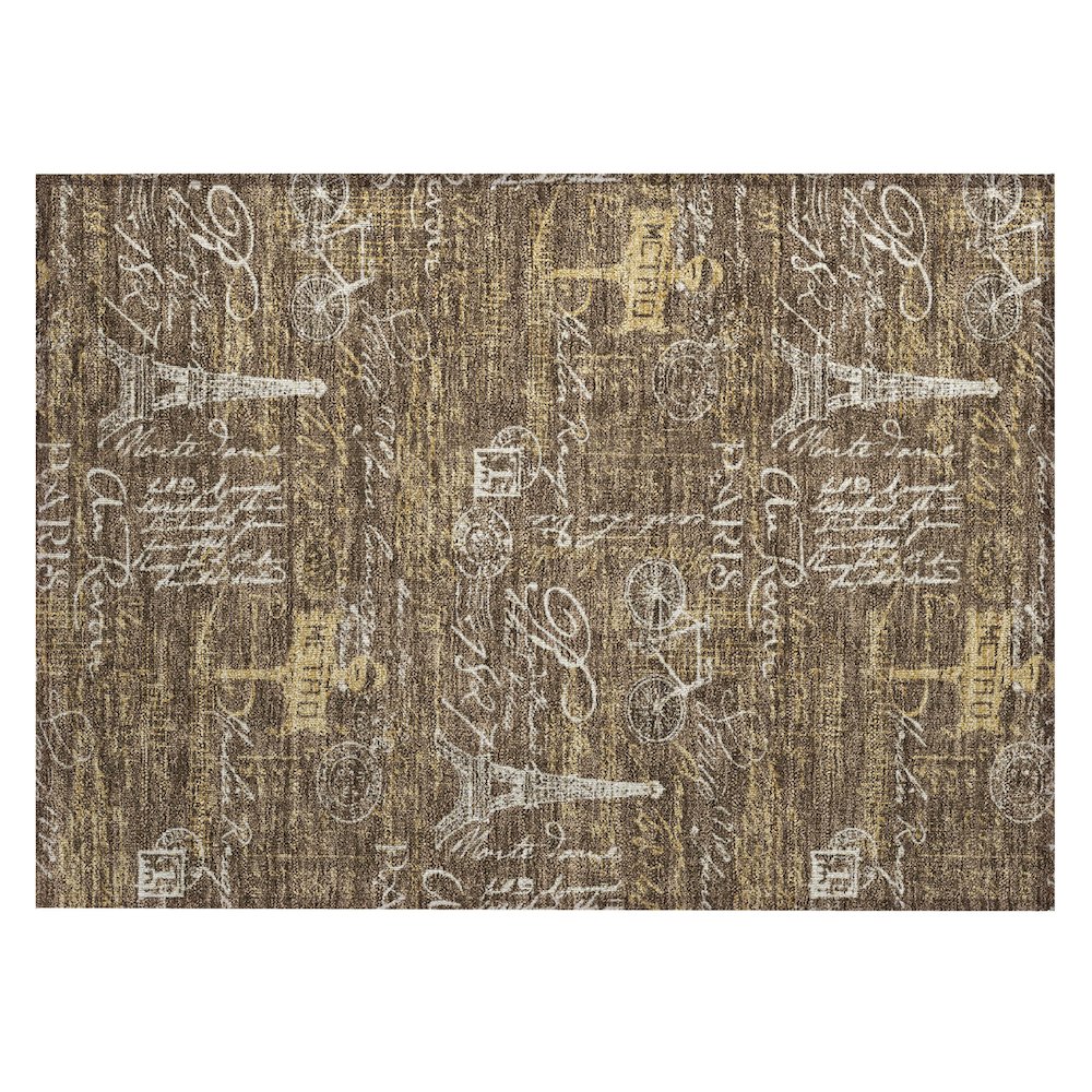 Machine Washable Indoor/Outdoor Chantille ACN2639 Brown 1'8" x 2'6" Rug. Picture 1