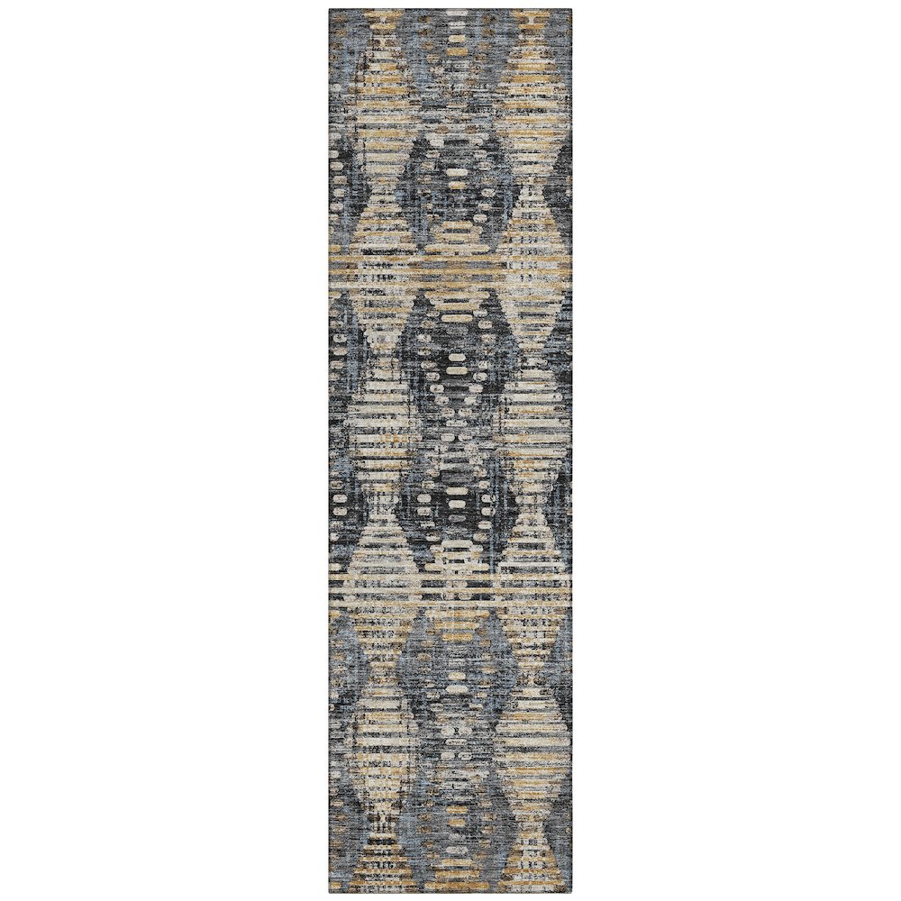 Machine Washable Indoor/Outdoor Chantille ACN2640 Black 2'3" x 7'6" Runner Rug. Picture 1