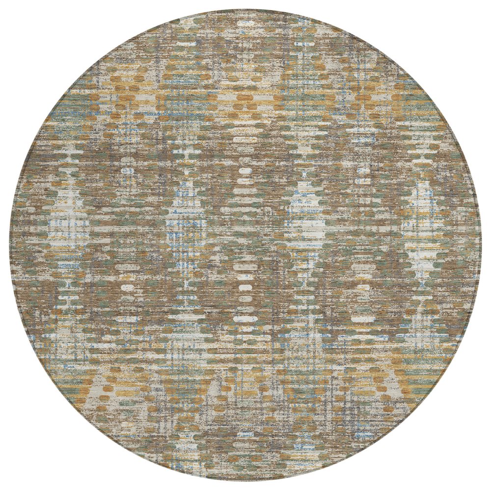 Machine Washable Indoor/Outdoor Chantille ACN2640 Brown 8' x 8' Round Rug. Picture 1