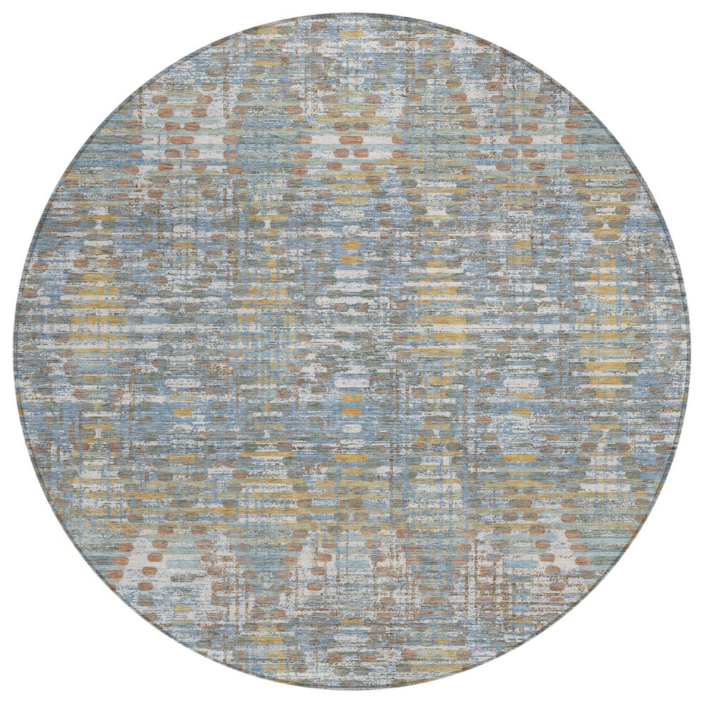 Machine Washable Indoor/Outdoor Chantille ACN2640 Blue 8' x 8' Round Rug. Picture 1