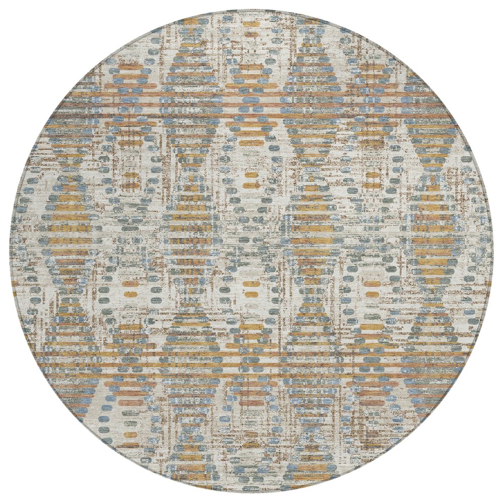 Machine Washable Indoor/Outdoor Chantille ACN2640 Ivory 8' x 8' Round Rug. Picture 1