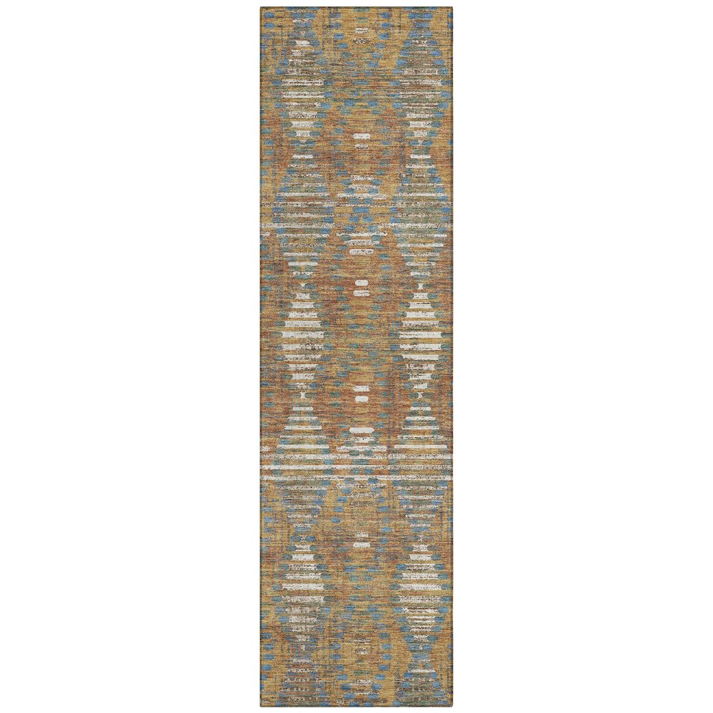 Machine Washable Indoor/Outdoor Chantille ACN2640 Orange 2'3" x 7'6" Runner Rug. Picture 1