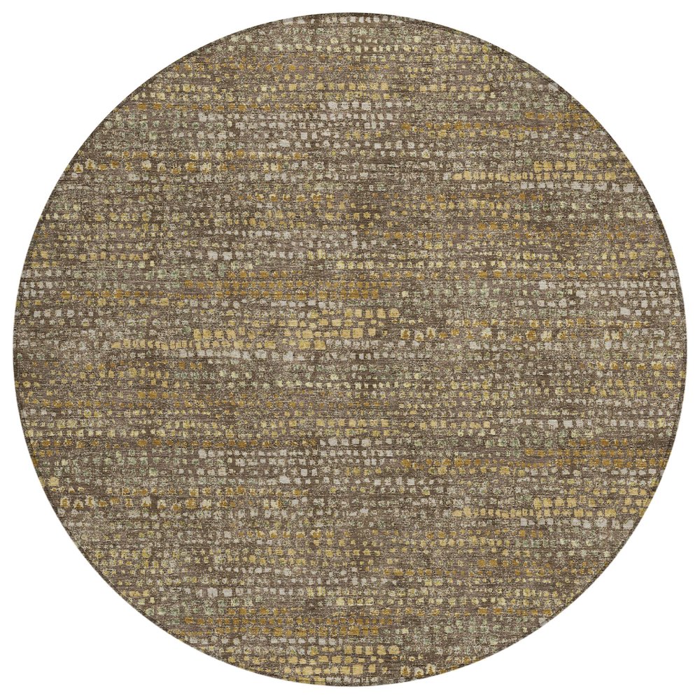 Machine Washable Indoor/Outdoor Chantille ACN2641 Brown 8' x 8' Round Rug. Picture 1