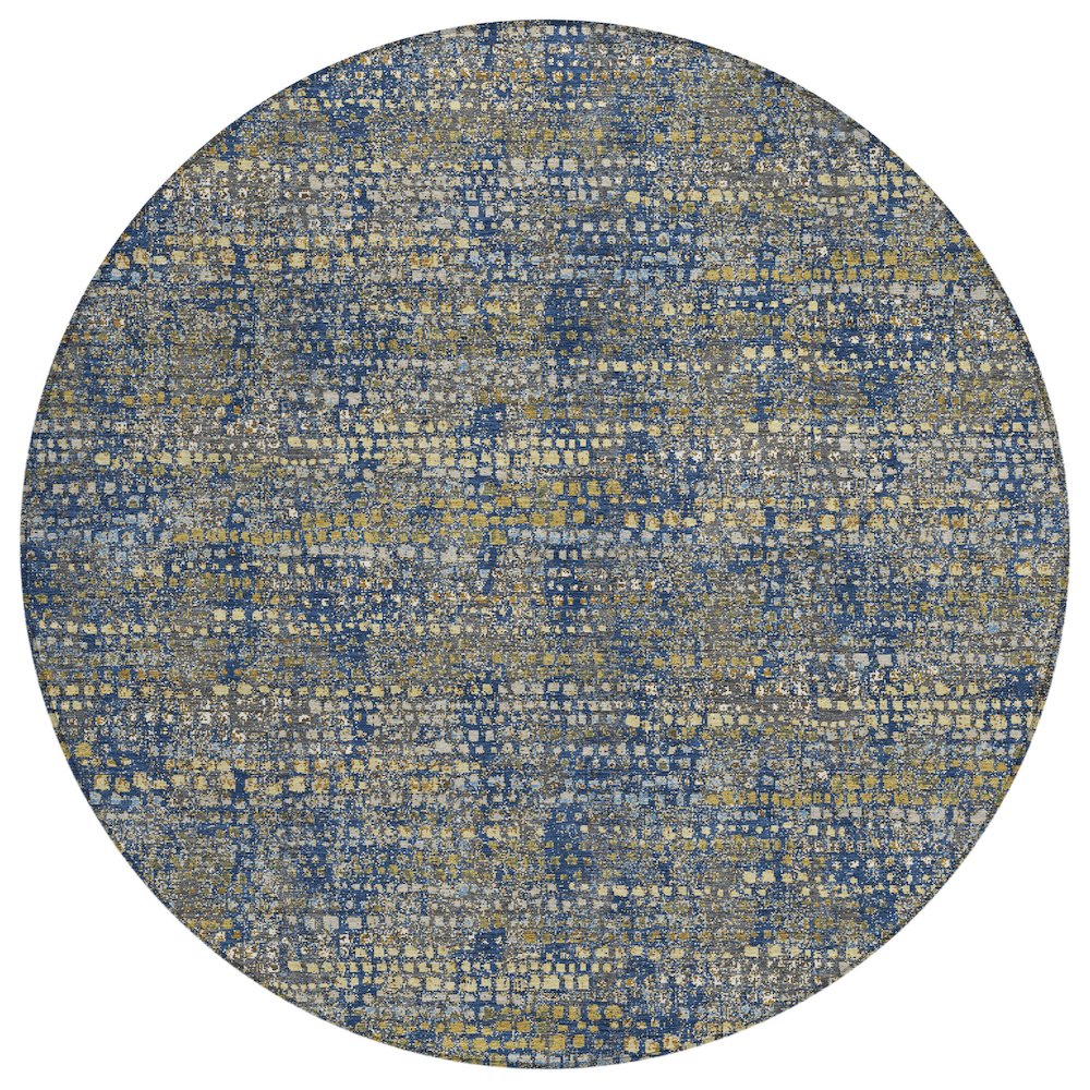 Machine Washable Indoor/Outdoor Chantille ACN2641 Blue 8' x 8' Round Rug. Picture 1
