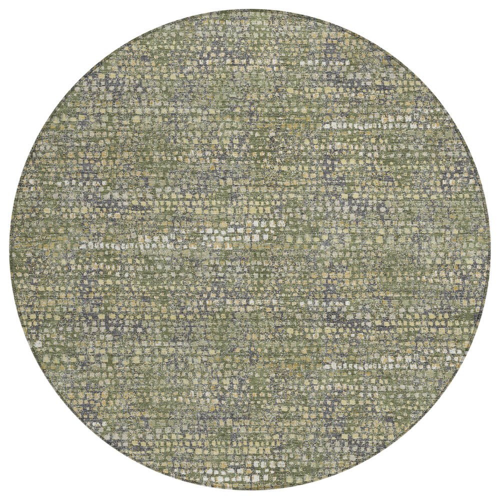 Machine Washable Indoor/Outdoor Chantille ACN2641 Green 8' x 8' Round Rug. Picture 1