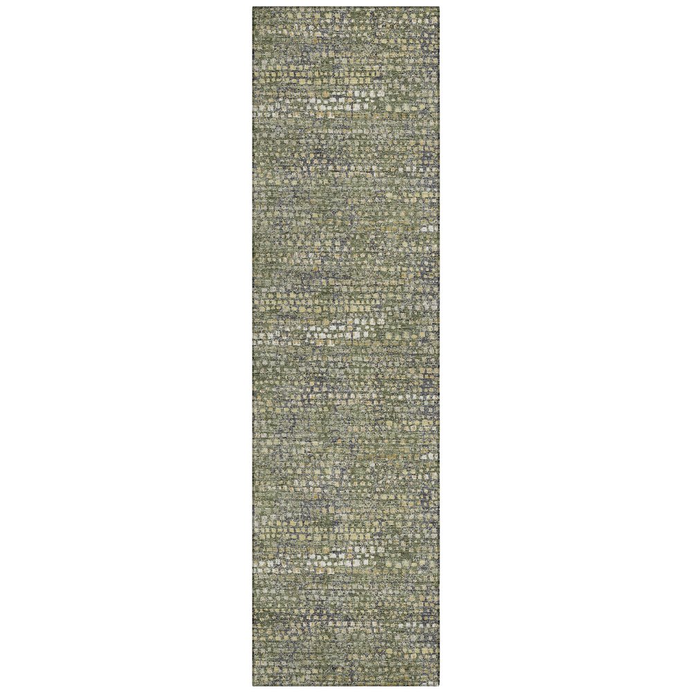 Machine Washable Indoor/Outdoor Chantille ACN2641 Green 2'3" x 7'6" Runner Rug. Picture 1
