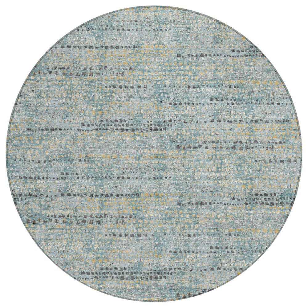 Machine Washable Indoor/Outdoor Chantille ACN2641 Teal 8' x 8' Round Rug. Picture 1