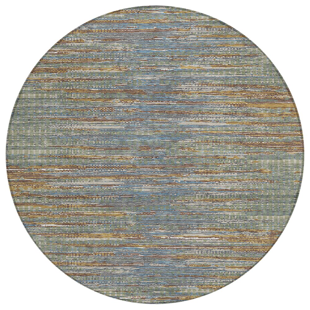 Machine Washable Indoor/Outdoor Chantille ACN2642 Green 8' x 8' Round Rug. Picture 1