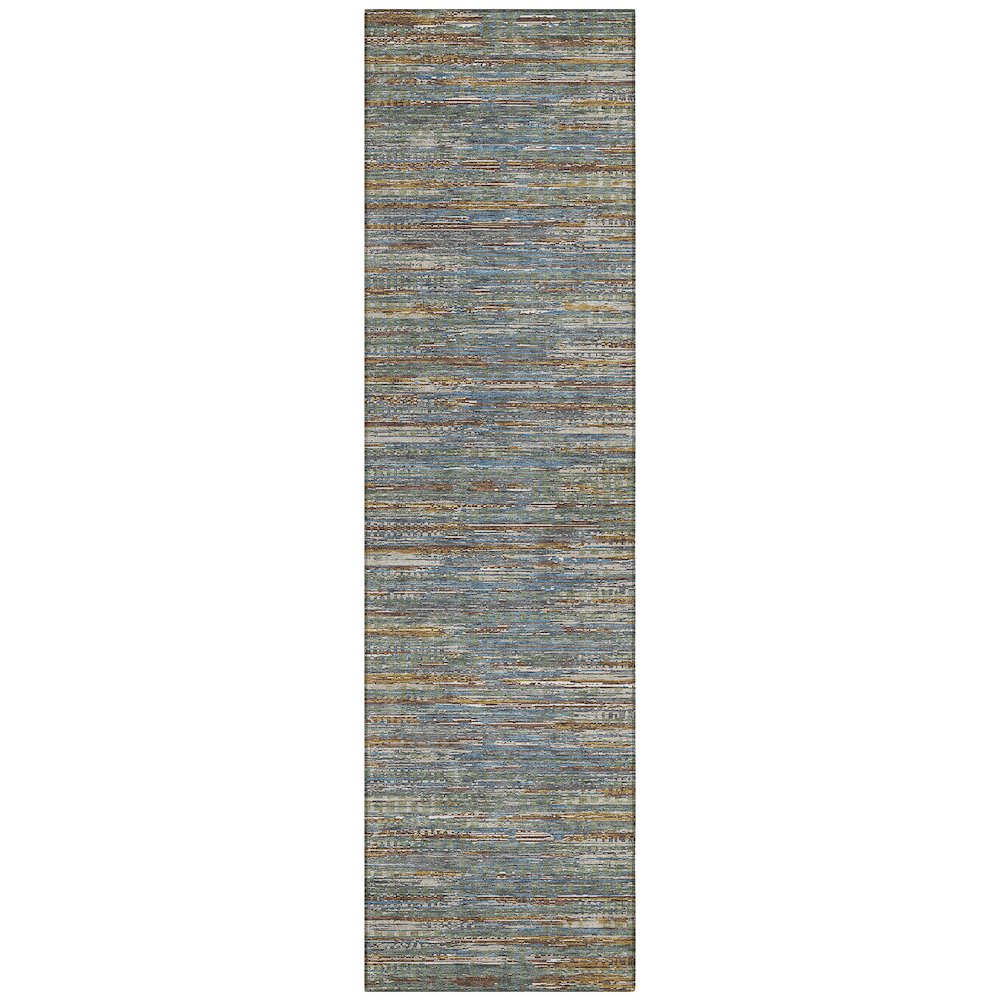 Machine Washable Indoor/Outdoor Chantille ACN2642 Green 2'3" x 7'6" Runner Rug. Picture 1