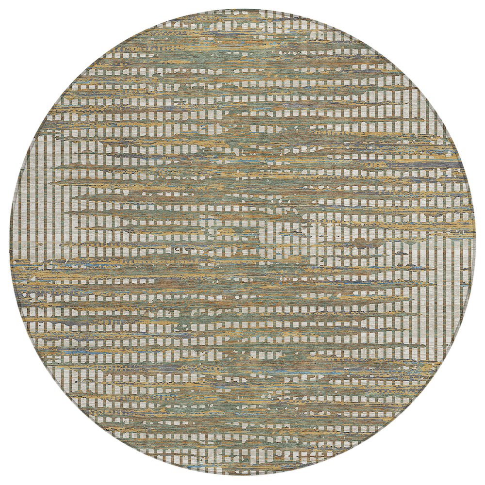 Machine Washable Indoor/Outdoor Chantille ACN2642 Brown 8' x 8' Round Rug. Picture 1