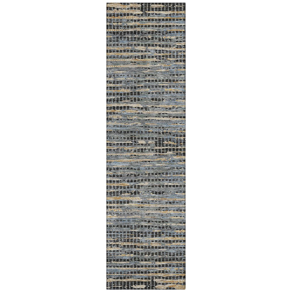 Machine Washable Indoor/Outdoor Chantille ACN2642 Black 2'3" x 7'6" Runner Rug. Picture 1