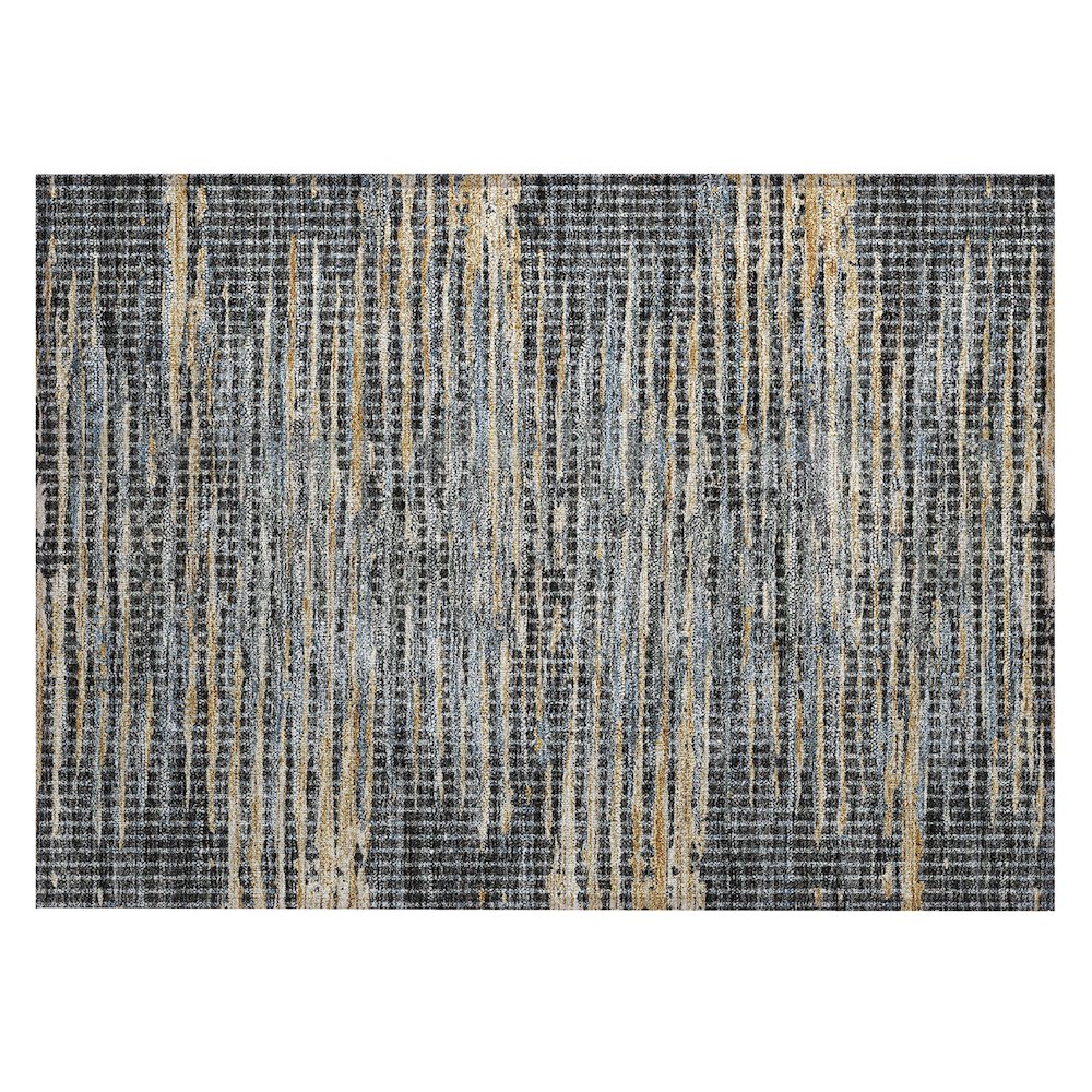 Machine Washable Indoor/Outdoor Chantille ACN2642 Black 1'8" x 2'6" Rug. Picture 1