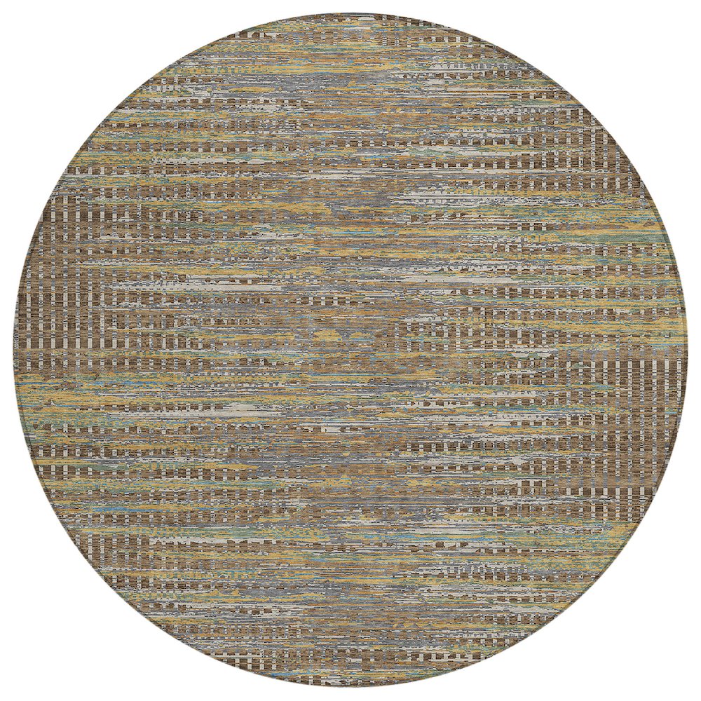 Machine Washable Indoor/Outdoor Chantille ACN2642 Brown 8' x 8' Round Rug. Picture 1