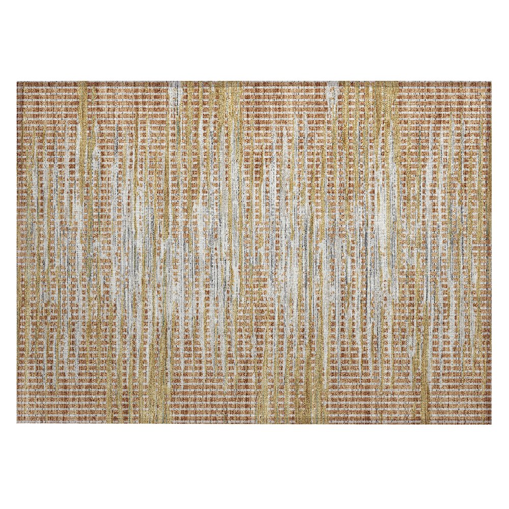 Machine Washable Indoor/Outdoor Chantille ACN2642 Orange 1'8" x 2'6" Rug. Picture 1