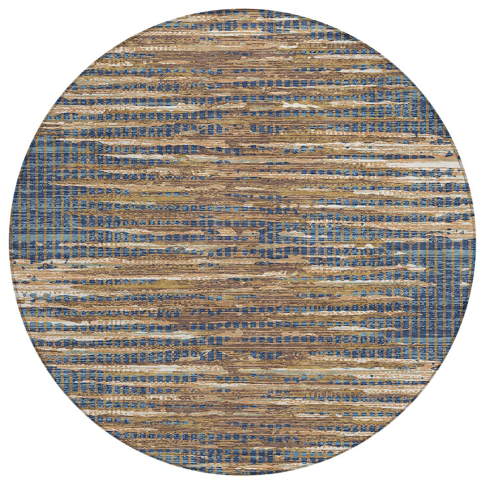 Machine Washable Indoor/Outdoor Chantille ACN2642 Blue 8' x 8' Round Rug. Picture 1