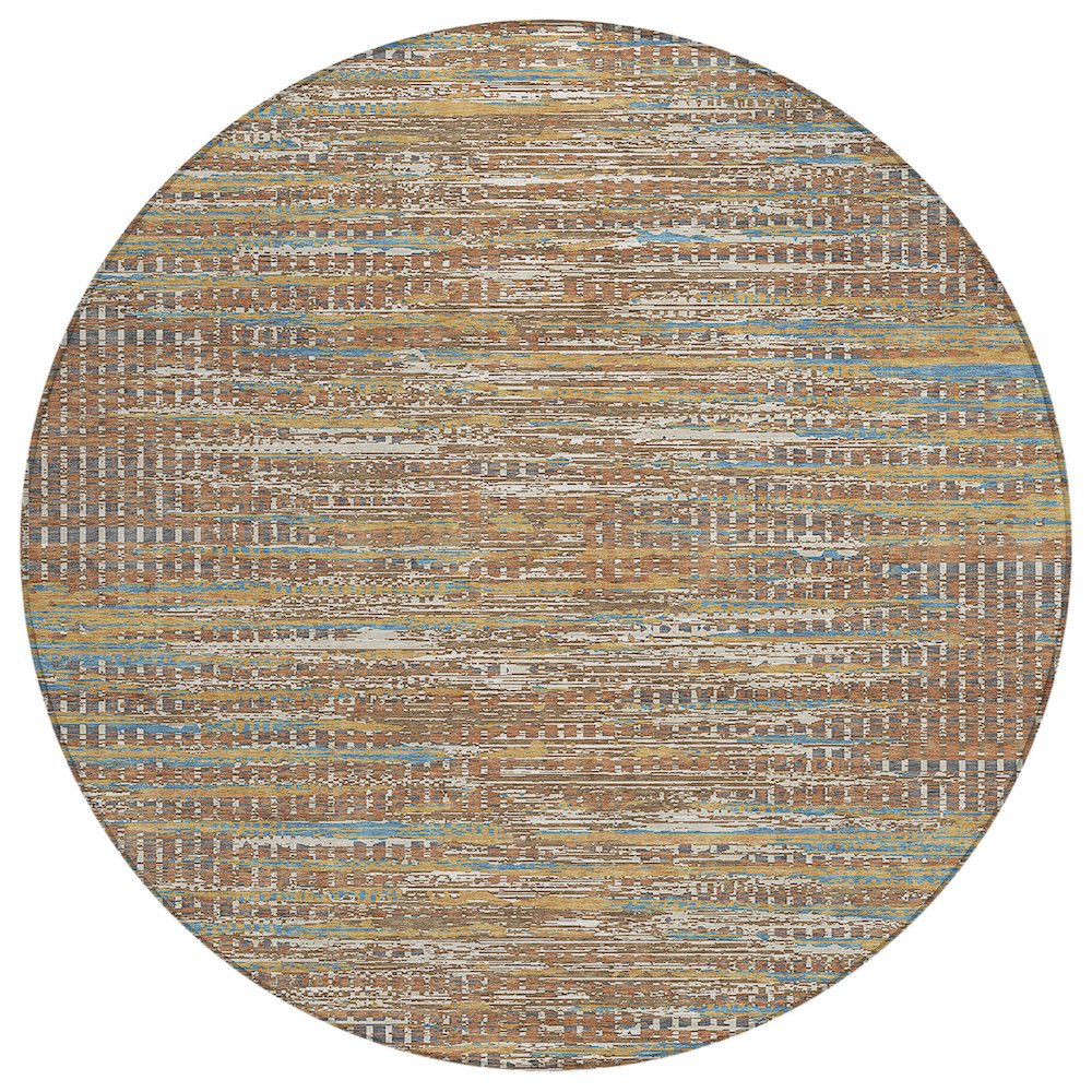 Machine Washable Indoor/Outdoor Chantille ACN2642 Orange 8' x 8' Round Rug. Picture 1