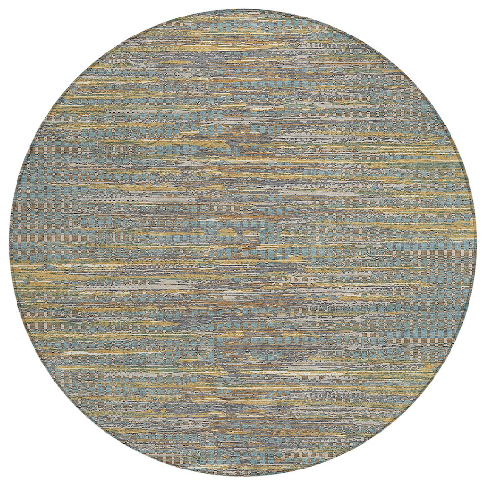 Machine Washable Indoor/Outdoor Chantille ACN2642 Teal 8' x 8' Round Rug. Picture 1