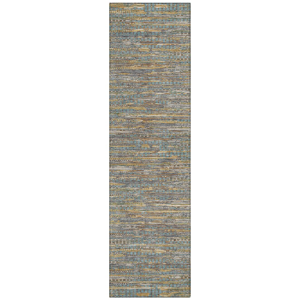 Machine Washable Indoor/Outdoor Chantille ACN2642 Teal 2'3" x 7'6" Runner Rug. Picture 1